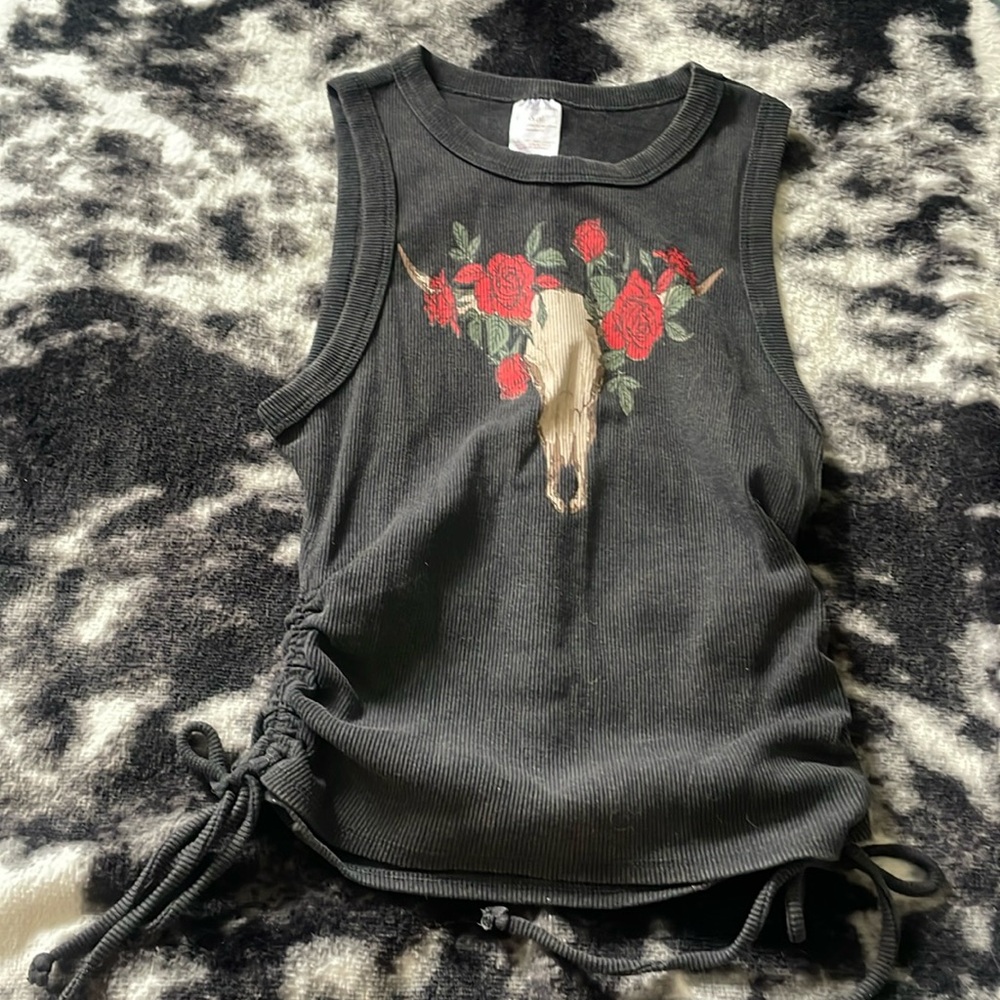 Black western design tank top